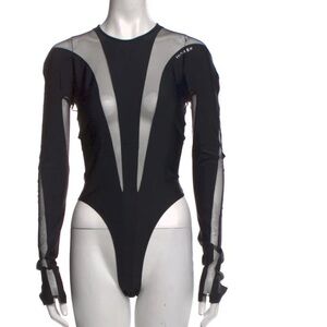 Mugler x H&M Mesh-Paneled Bodysuit Black